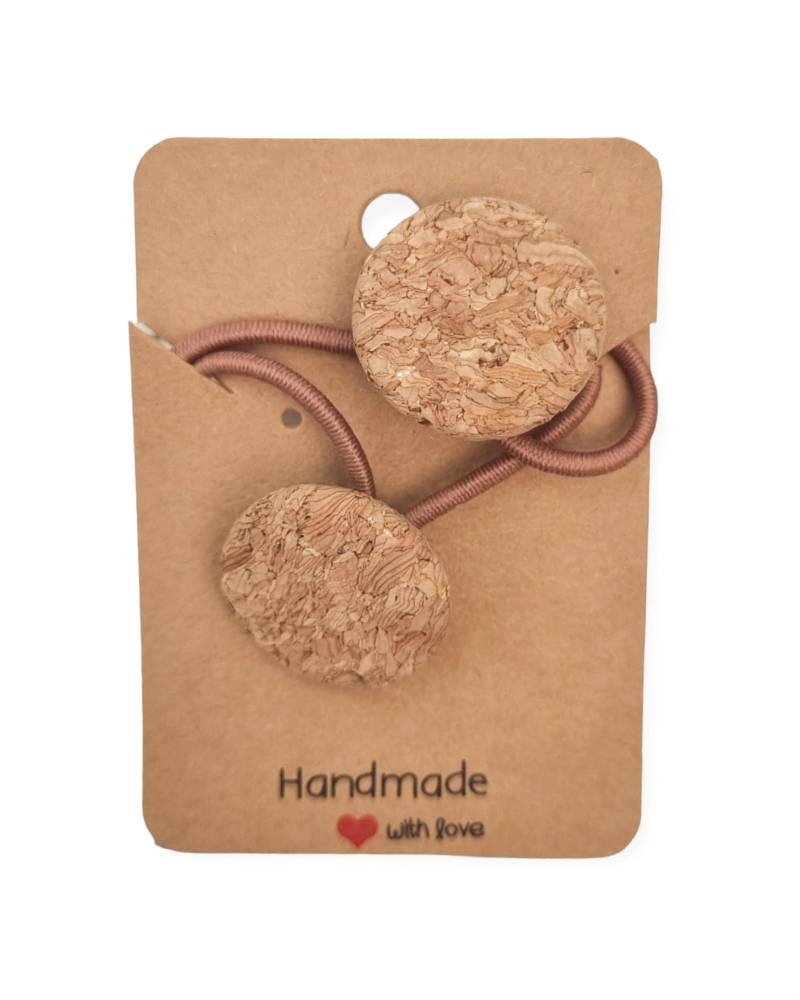 2 Haargummis Kork Stoffknopf 2 Haargummis Kork Stoffknopf von StoffAtelierDesign