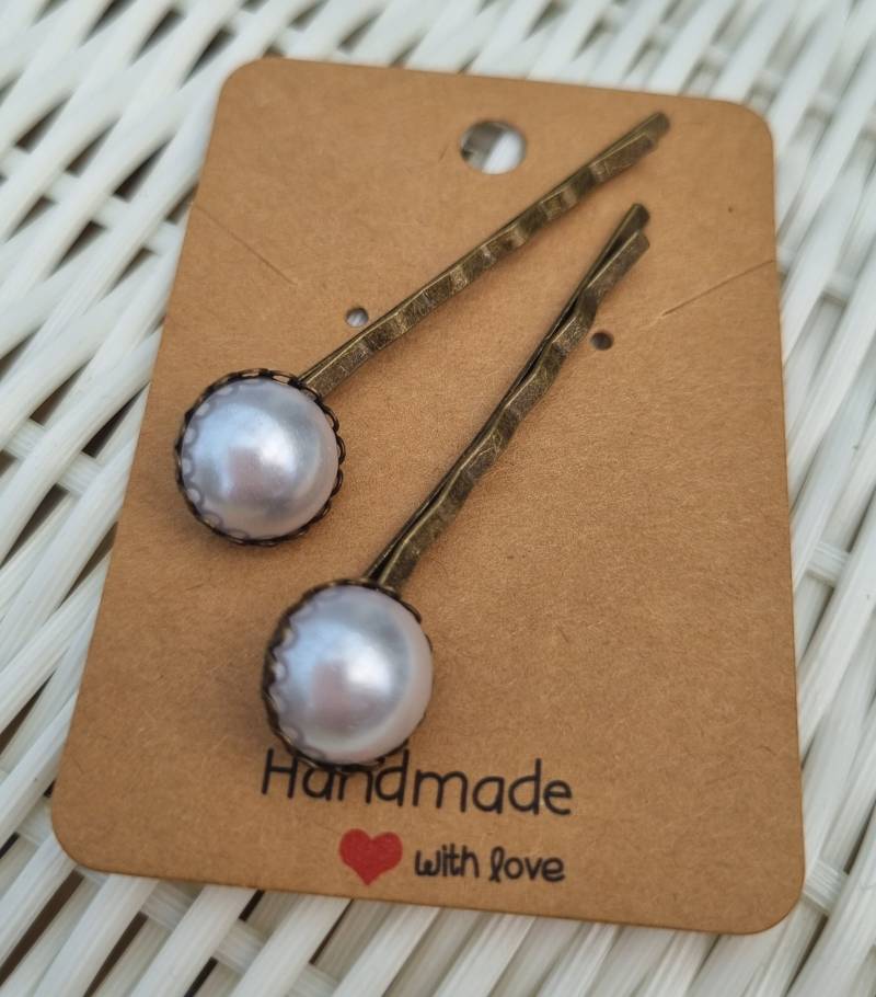 2 Haarnadeln Cabonchons Perlmutt von StoffAtelierDesign