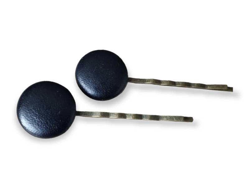 2 Haarnadeln Leder Schwarz von StoffAtelierDesign