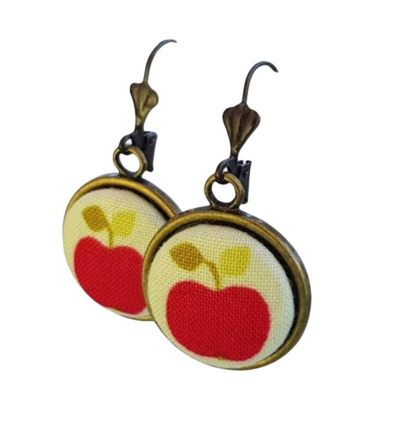 Ohrhänger Stoffknopf Äpfelchen von StoffAtelierDesign