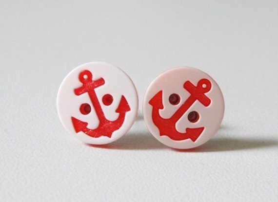 Ohrstecker Anker Ahoi Knopf von StoffAtelierDesign