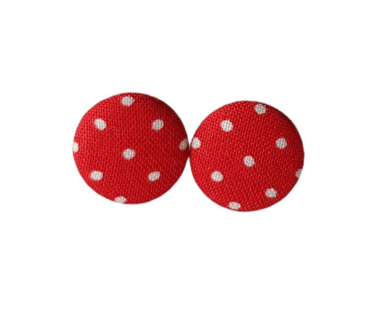 Ohrstecker Mit Minipunkte in Rot 17mm von StoffAtelierDesign