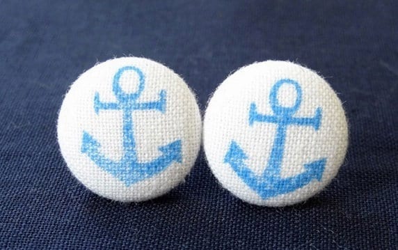 Ohrstecker Stoffknopf "Anker" von StoffAtelierDesign