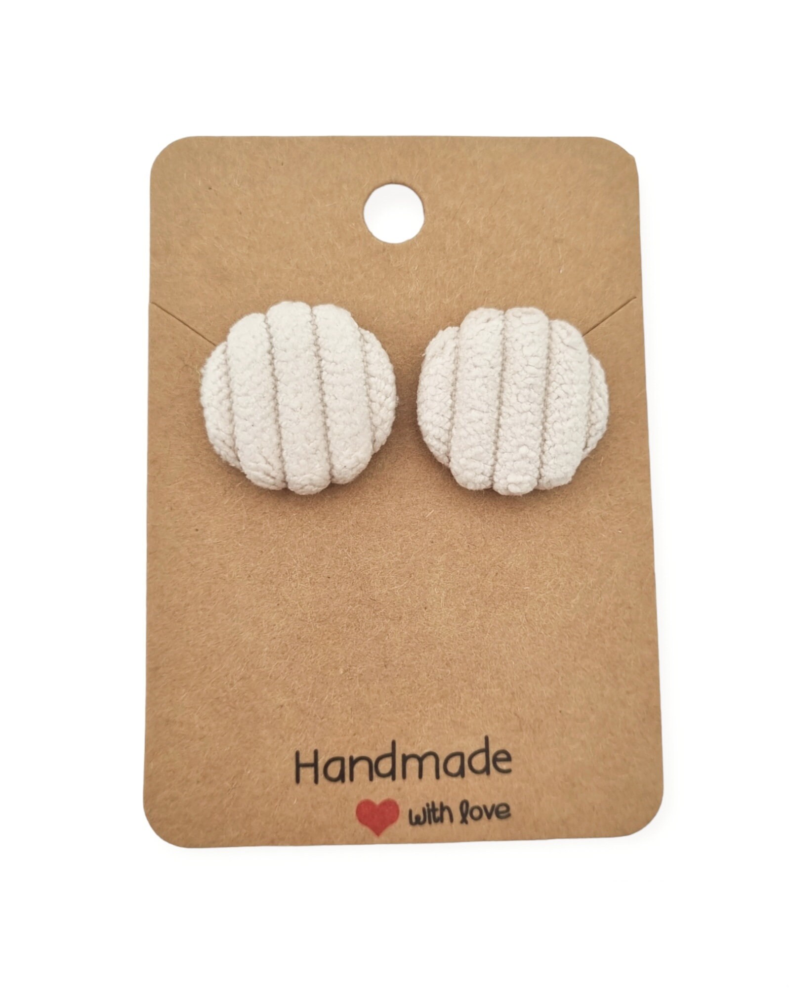 Ohrstecker Stoffknopf Cord Hellbeige von StoffAtelierDesign