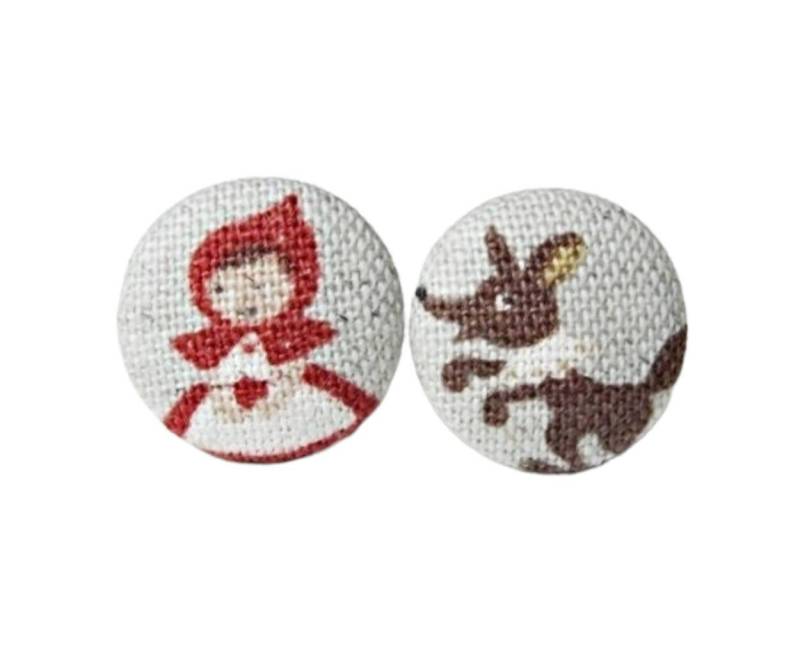 Ohrstecker Stoffknopf Rotkäppchen Und Der Wolf von StoffAtelierDesign