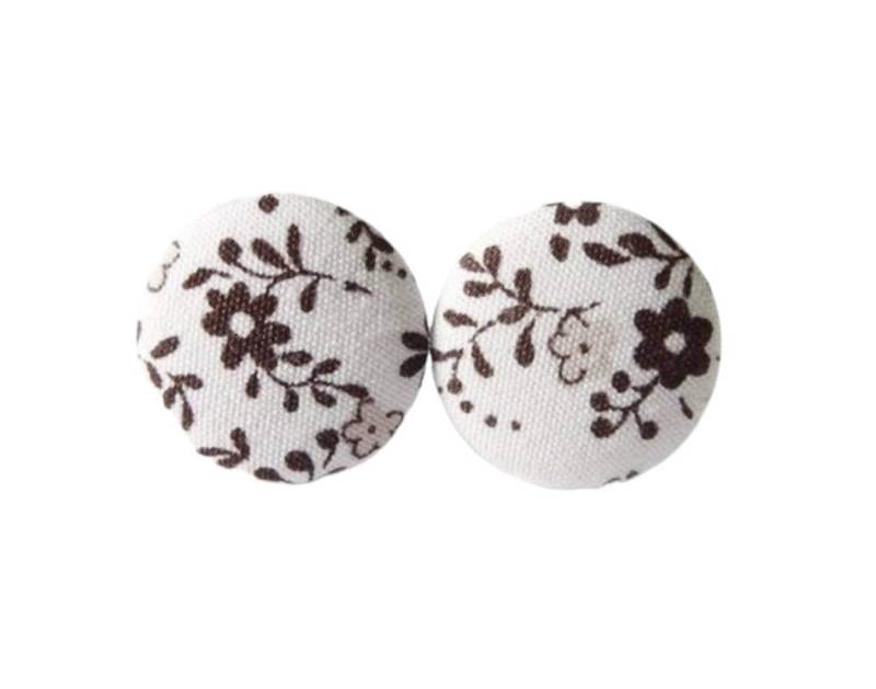 Ohrstecker Stoffknopf Streublümchen Braun von StoffAtelierDesign