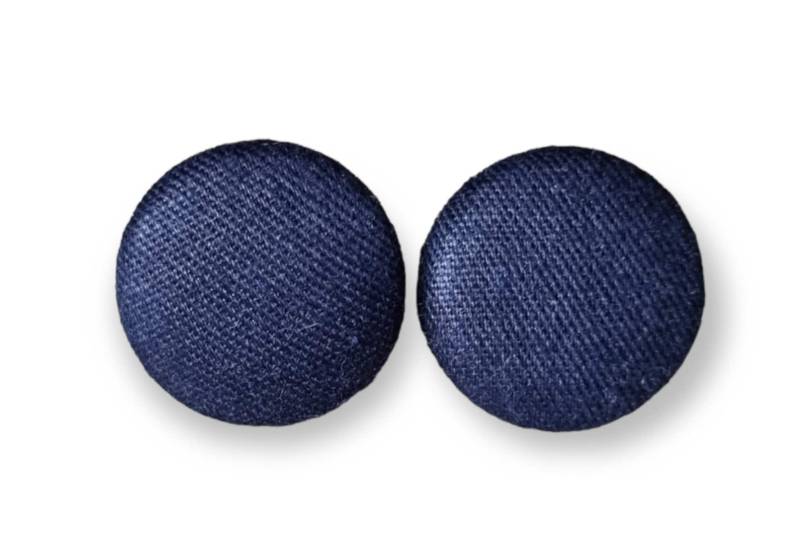 Ohrstecker Stoffknopf Uni Marine Dunkelblau von StoffAtelierDesign
