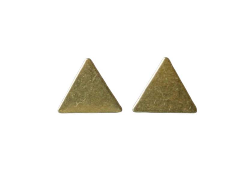 Schlichte Ohrstecker "Dreieck" Triangle Messing von StoffAtelierDesign