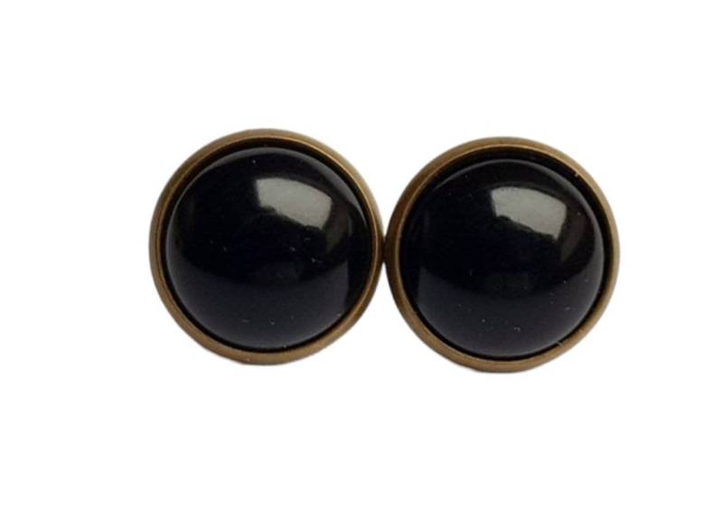 Silber Bronze Ohrstecker Schwarz Uni von StoffAtelierDesign