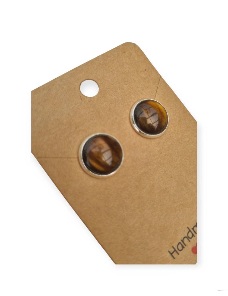 Silber Ohrstecker Cateye Braun Cabochon Silber Ohrstecker Cateye Braun Cabochon von StoffAtelierDesign