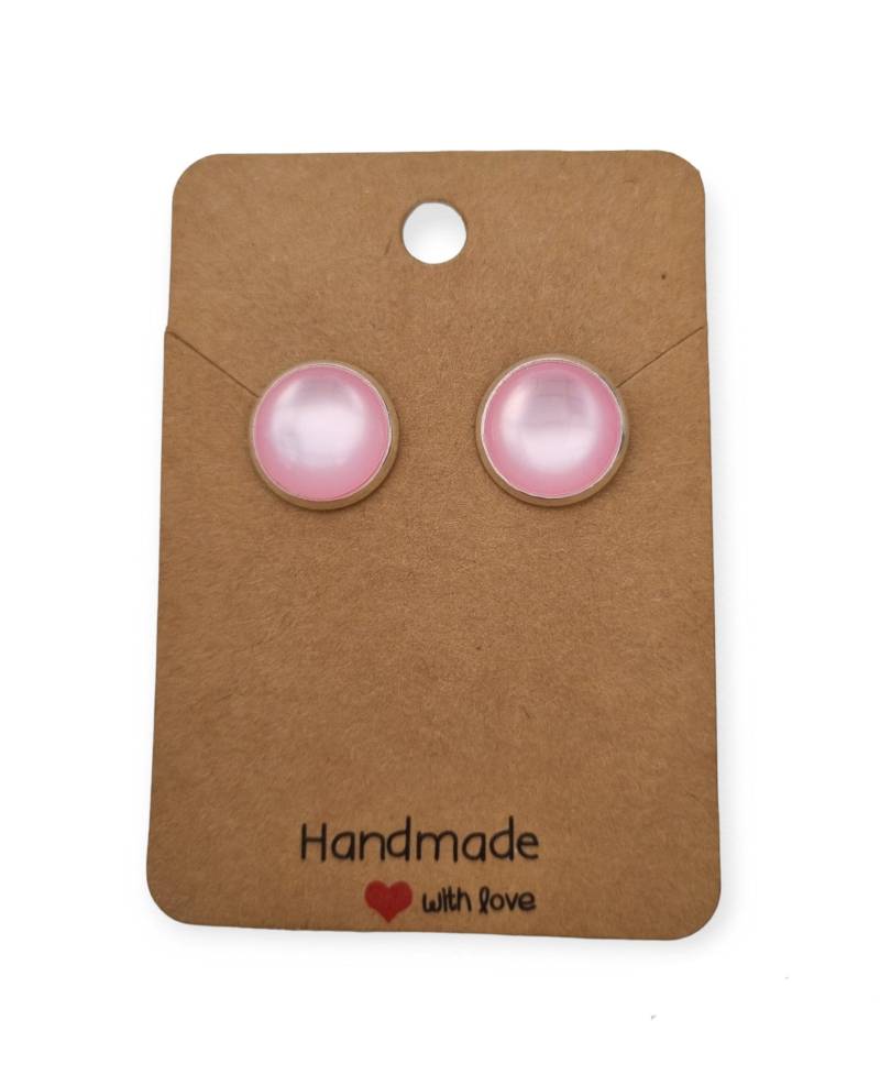 Silber Ohrstecker "Cateye Rosa" von StoffAtelierDesign