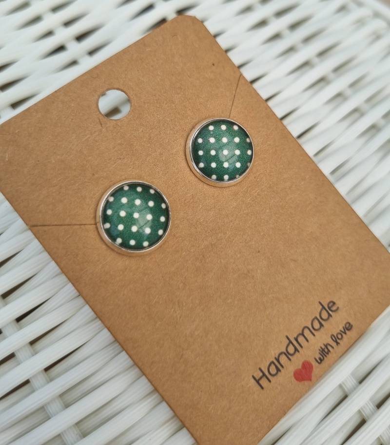 Silber Ohrstecker Minipunkte Dunkelgrün Cabochon Silber Ohrstecker Minipunkte Dunkelgrün Cabochon von StoffAtelierDesign