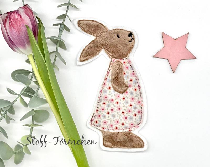 Große Hasenmädchen-Applikation von StoffFoermchen