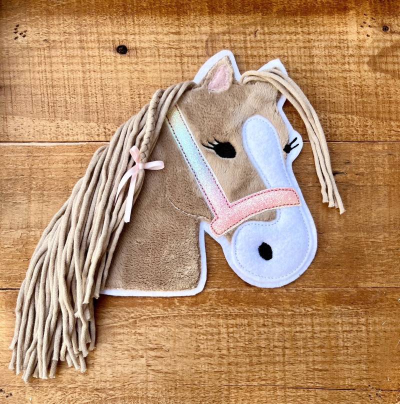 Große Pony Lulu-Applikation Hellbraun Regenbogen-Halfter von StoffFoermchen