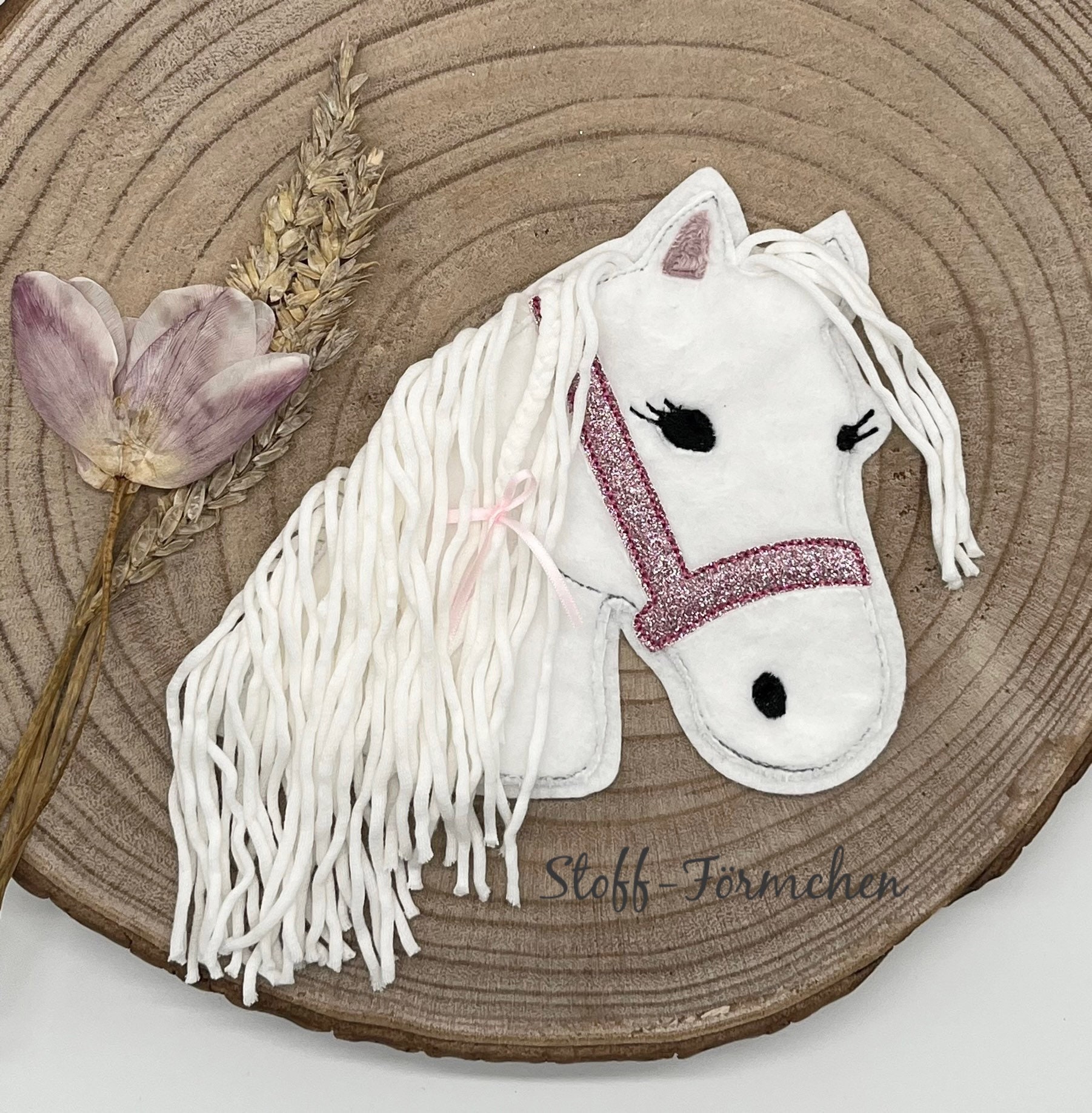 Große Pony Lulu-Applikation Weiß von StoffFoermchen