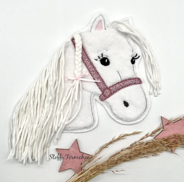Große Pony Lulu-Applikation Weiß von StoffFoermchen