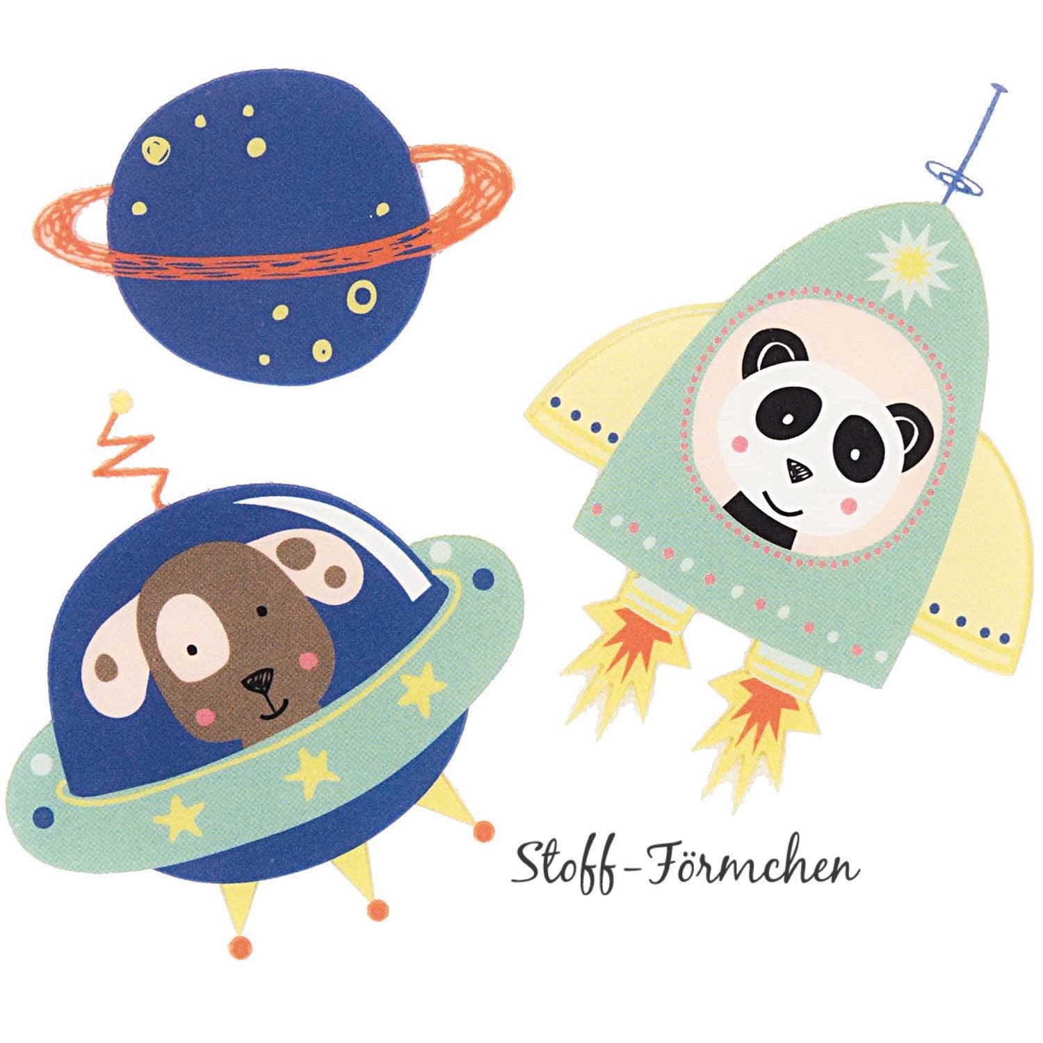 Kleine Astronauten Bügel-Applikation Set Blau Kleine Astronauten Bügel-Applikation Set Blau von StoffFoermchen