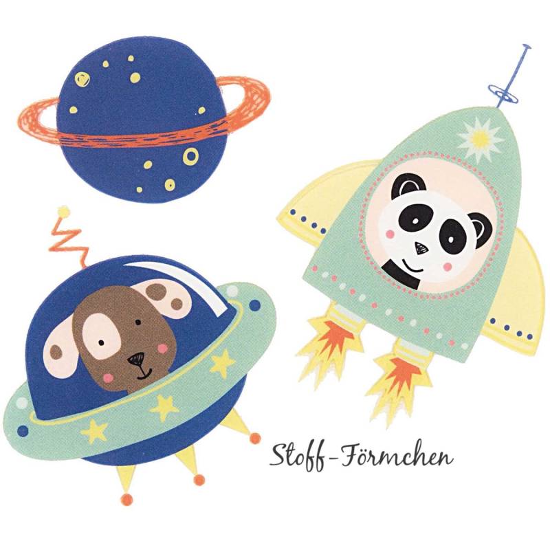 Kleine Astronauten Bügel-Applikation Set Blau Kleine Astronauten Bügel-Applikation Set Blau von StoffFoermchen
