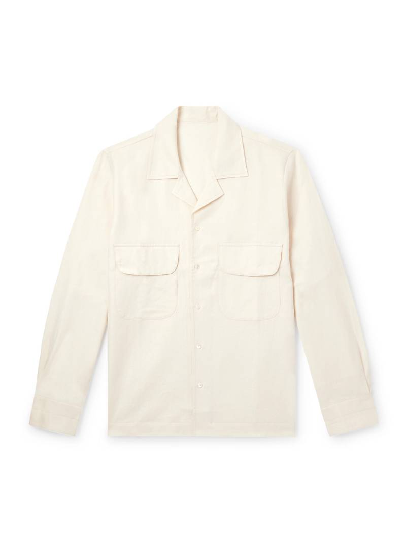 Stòffa - Camp-Collar Cotton and Linen-Blend Shirt - Men - Neutrals - IT 54 von Stòffa