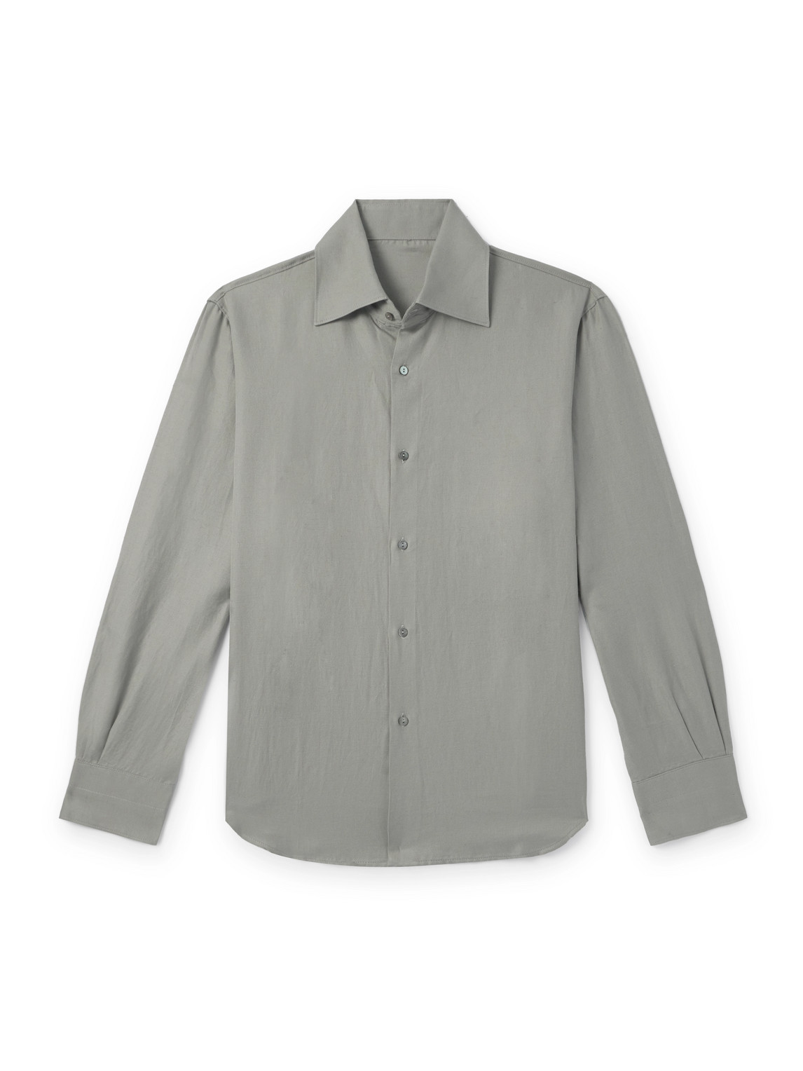 Stòffa - Spread-Collar Cotton and Linen-Blend Shirt - Men - Gray - IT 46 von Stòffa