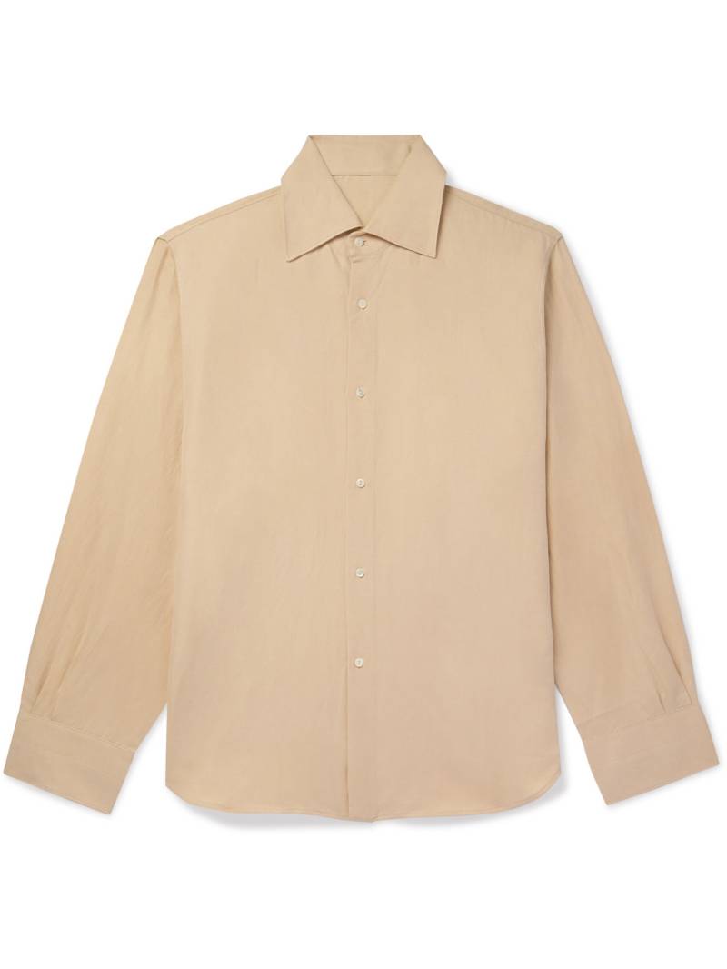 Stòffa - Spread-Collar Cotton and Linen-Blend Shirt - Men - Neutrals - IT 52 von Stòffa