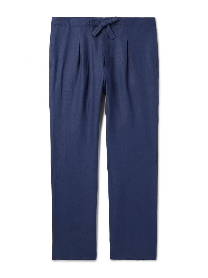 Stòffa - Straight-Leg Linen-Twill Drawstring Trousers - Men - Blue - IT 52 von Stòffa