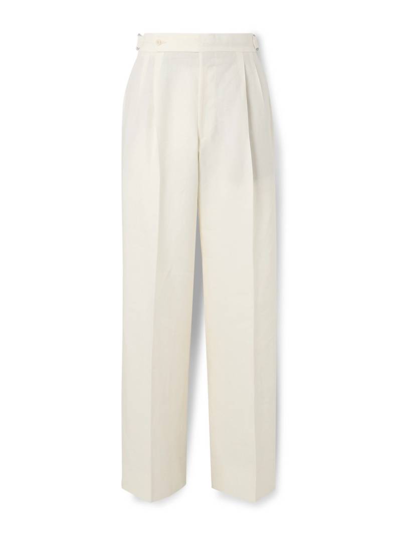 Stòffa - Straight-Leg Pleated Linen-Canvas Trousers - Men - Neutrals - IT 50 von Stòffa