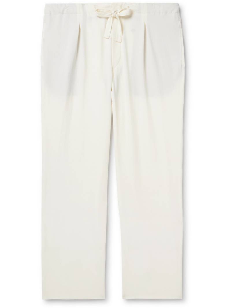 Stòffa - Straight-Leg Pleated Wool-Seersucker Drawstring Trousers - Men - Neutrals - IT 50 von Stòffa