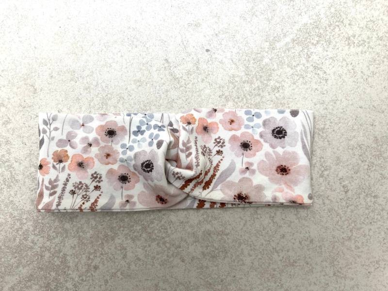 Haarband Knotenhaarband Stirnband Babyhaarband Babystirnband Turbanhaarband Damen Mädchen Baby Frühling Blumenwiese Pastell Wiesenblumen von Stoffchirurg
