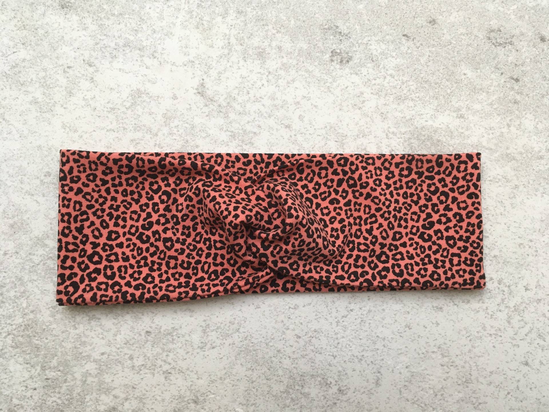 Haarband Knotenhaarband Stirnband Babyhaarband Babystirnband Turbanhaarband Damen Mädchen Baby Puppe Leo Leopard Leoprint Terracotta von Stoffchirurg