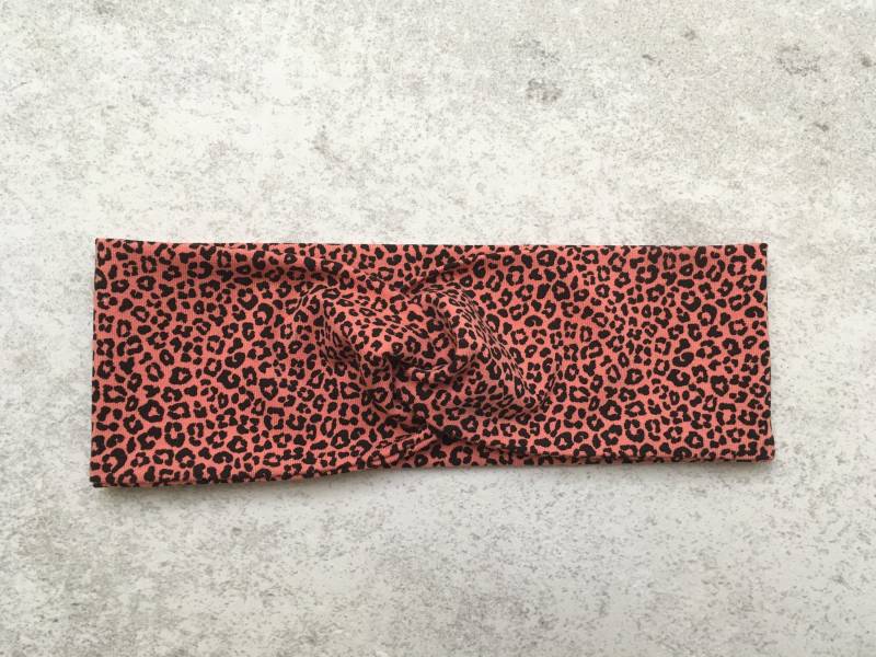 Haarband Knotenhaarband Stirnband Babyhaarband Babystirnband Turbanhaarband Damen Mädchen Baby Puppe Leo Leopard Leoprint Terracotta von Stoffchirurg