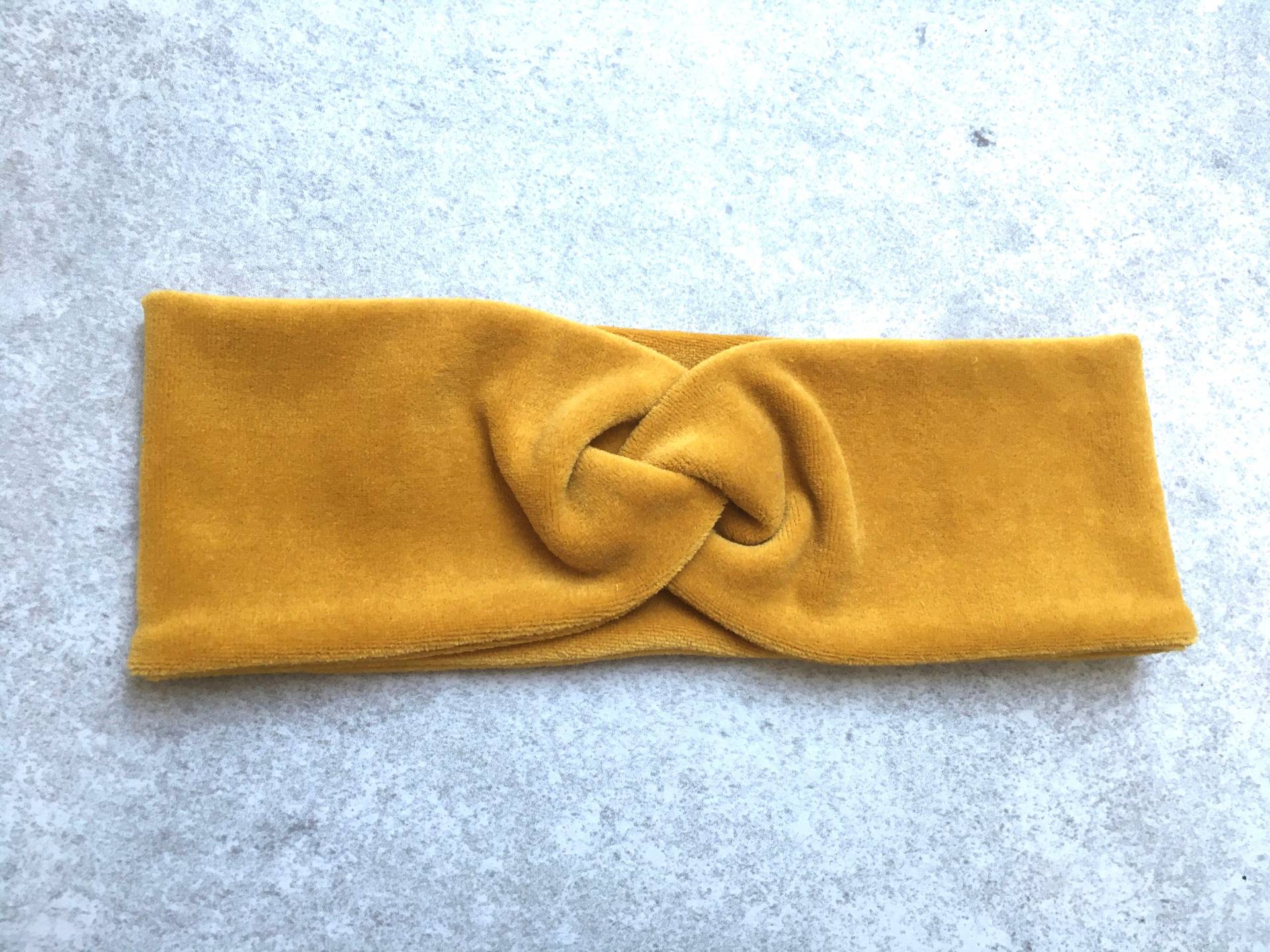 Haarband Knotenhaarband Stirnband Babyhaarband Turbanhaarband Baby Puppe Mädchen Damen Nicky Nicki Senfgelb von Stoffchirurg