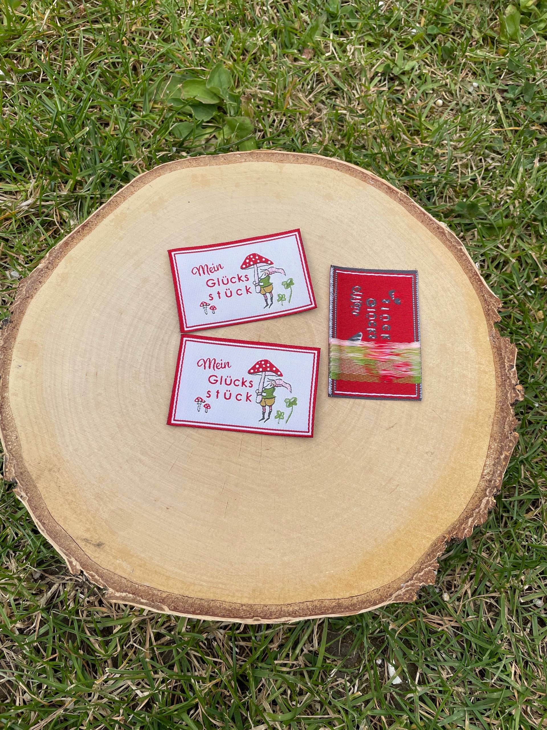 Patch Webetikette Label Zum Annähen „Mein Glücks Stück" Acufactum 1 Stück von StoffelieneBerlin