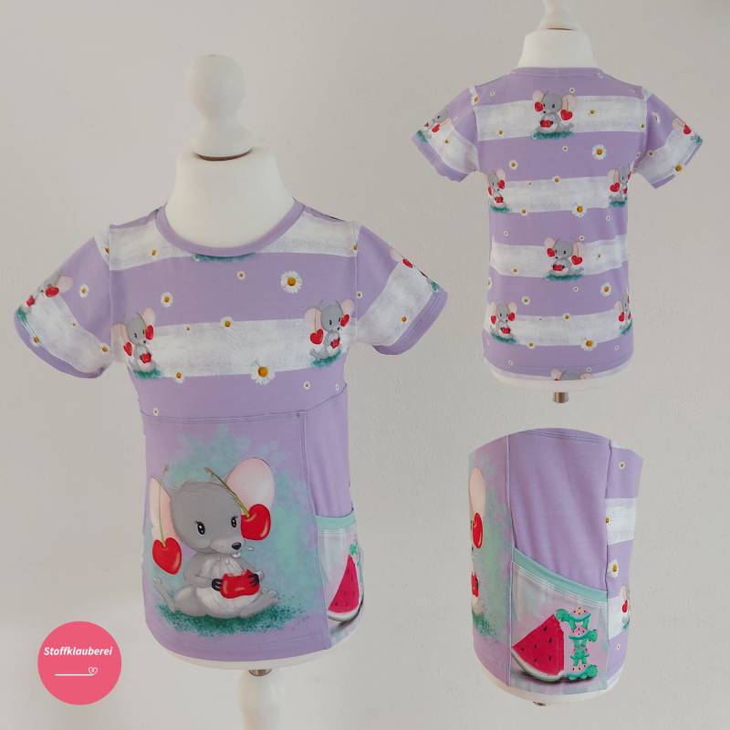 T-Shirt Kirschmaus, Maus, Kirschen Größe 110 von Stoffklauberei