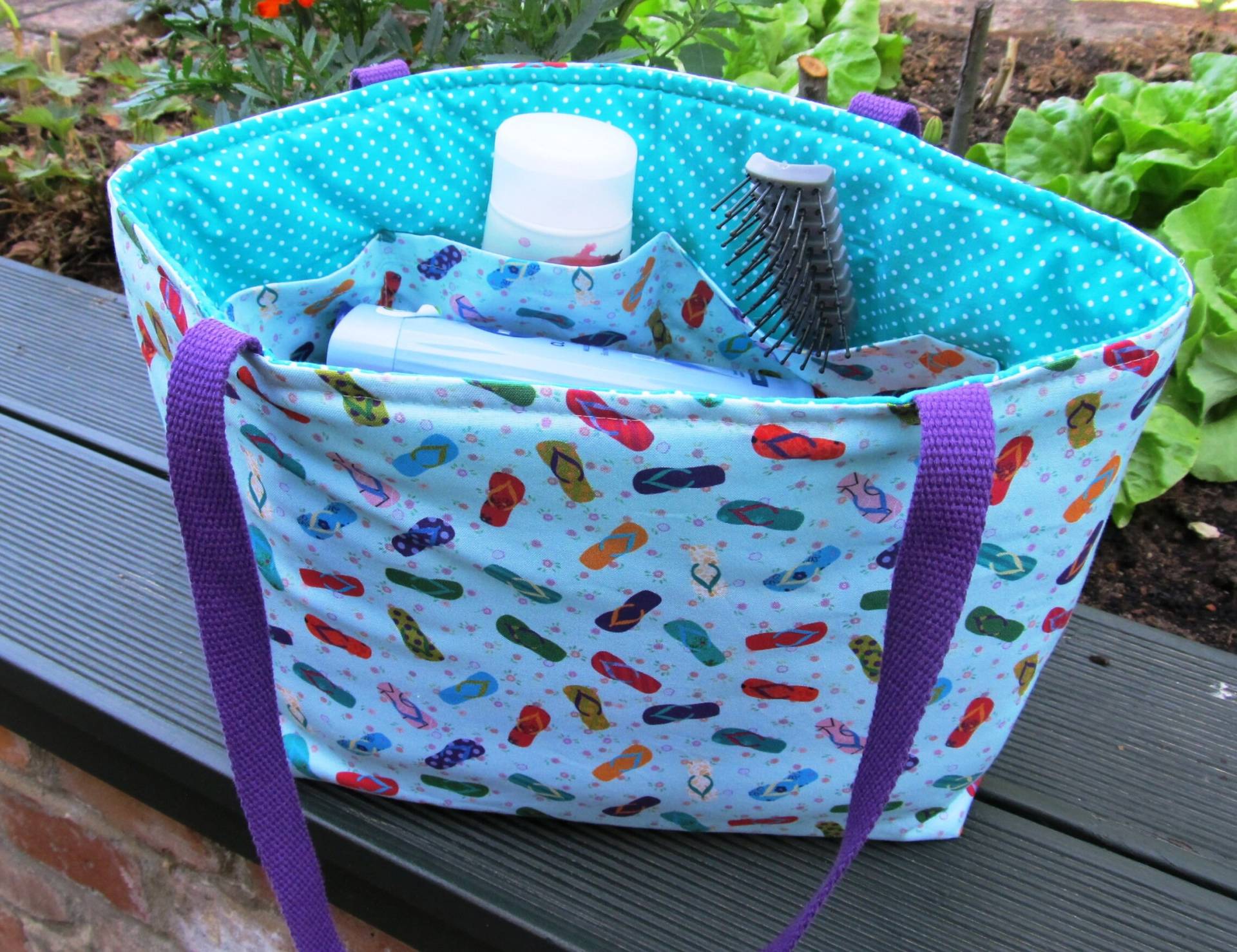 Badetasche Sandale Projekttasche Waschhaustasche Waschraumtasche Badetasche Sandale Projekttasche Waschhaustasche Waschraumtasche von StoffladenMartina