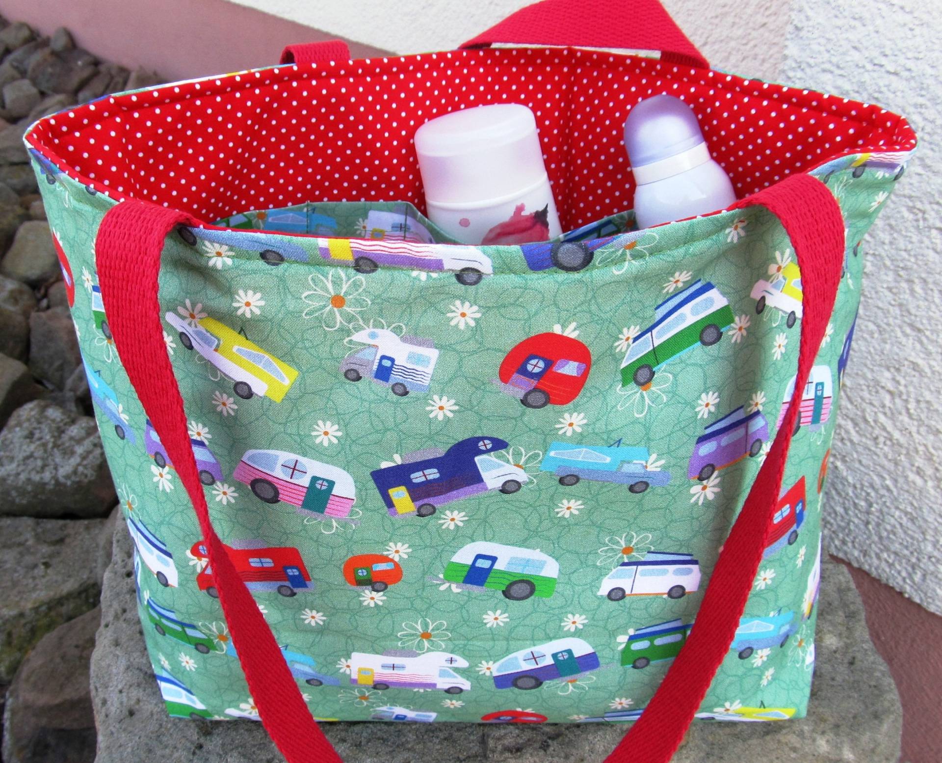 Camper Waschhaustasche Wohnwagen Wohnmobil Waschraumtasche Shopper von StoffladenMartina