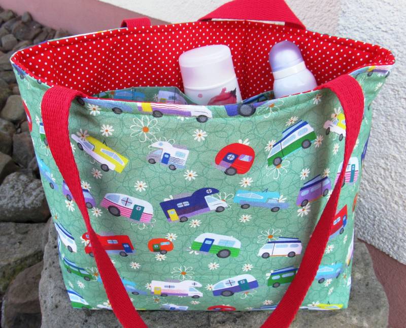 Camper Waschhaustasche Wohnwagen Wohnmobil Waschraumtasche Shopper von StoffladenMartina