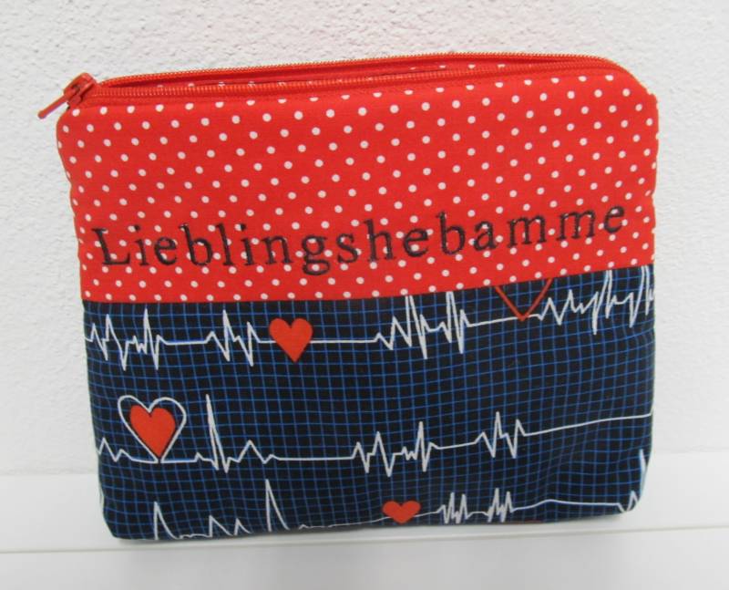 Hebammentasche Kosmetiktasche Lieblingshebamme Unikat Calling All Nurses von StoffladenMartina
