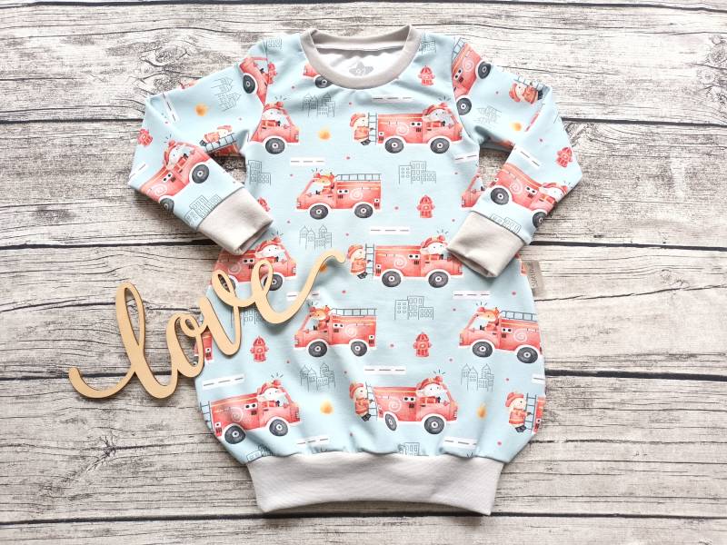 Ballonkleid Feuerwehreinsatz - Kleid Für Mädchen Hellblau/Rot von Stoffloewe