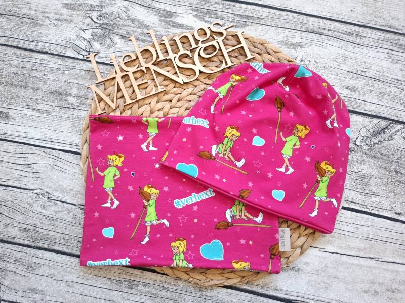 Beanie Mit Oder Ohne Loop Bibi Blocksberg & Besen Kartoffelbrei - Mütze Für Mädchen Pink von Stoffloewe