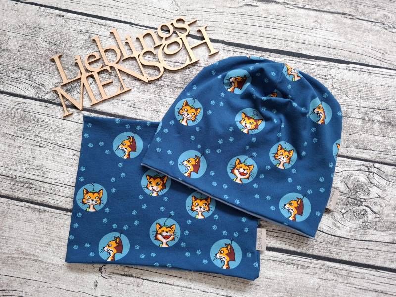 Beanie Mit Oder Ohne Loop Findus Blau - Mütze Pettersson Und Für Mädchen Jungs von Stoffloewe