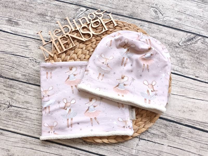 Beanie Zaubermaus Mit Oder Ohne Loop Gefüttert Fleece - Mütze Für Mädchen Pastellfarben von Stoffloewe