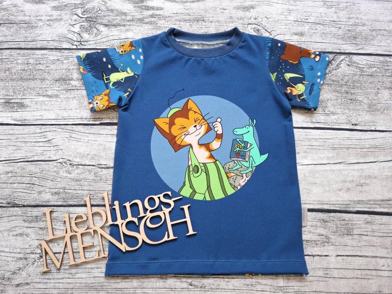 Einzelstück Größe 104 Klein Findus Und Die Mucklas - Shirt Pettersson Dunkelblau von Stoffloewe