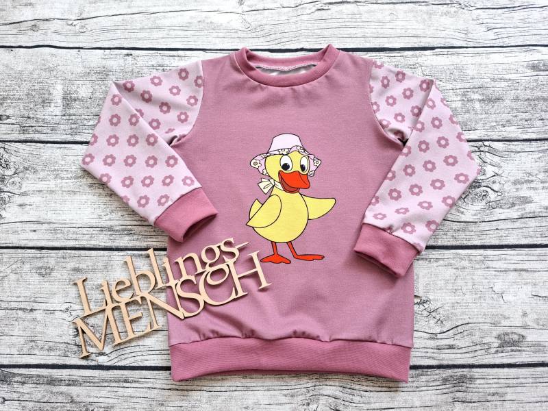 Einzelstück Größe 110 Pullover Schnatterinchen Oldrose - Für Mädchen von Stoffloewe