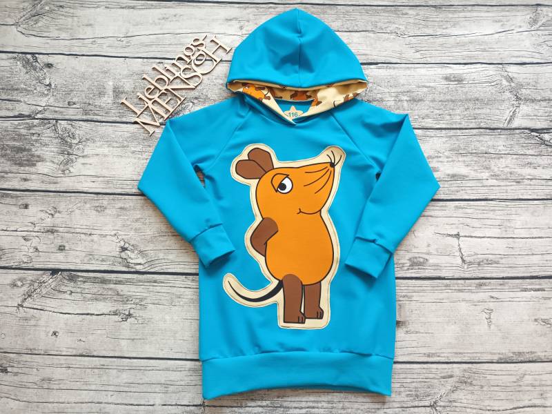 Einzelstück Größe 116 Kapuzenpullover Die Sendung Mit Der Maus - Pullover/Hoodie Für Mädchen Und Jungs von Stoffloewe