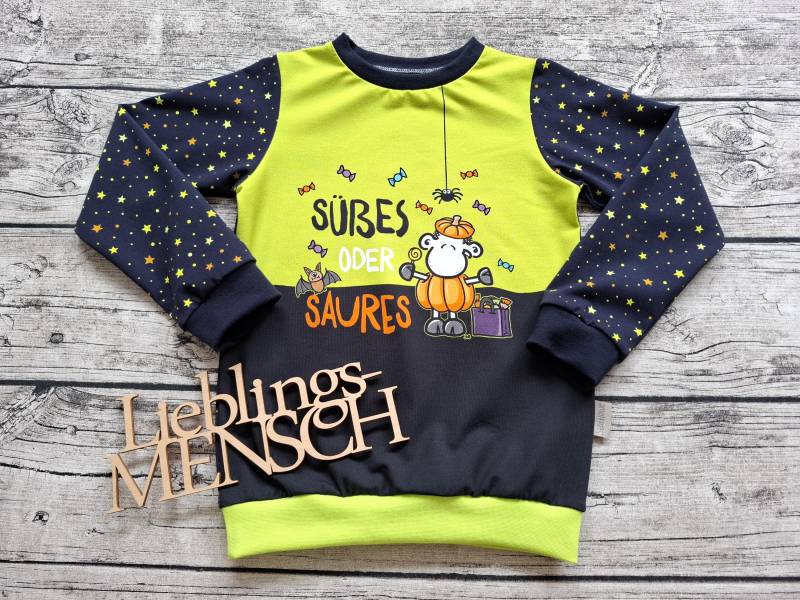 Einzelstück Größe 122 Pullover "Süßes Oder Saures" - Pullover Halloween Für Mädchen Und Jungs von Stoffloewe