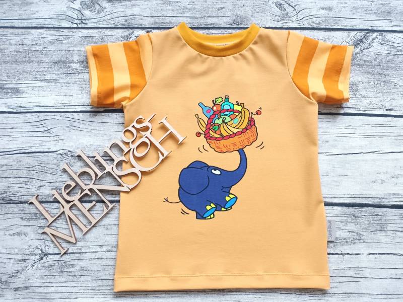 Einzelstück Größe 98 T-Shirt Elefant - Die Sendung Mit Der Maus Shirt Für Mädchen Und Jungs Gelborange von Stoffloewe