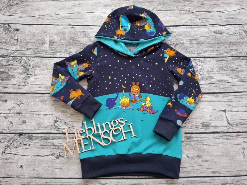 Letzter Größe 116 Kapuzenpullover Die Sendung Mit Der Maus, Elefant Und Ente Lagerfeuer - Hoodie Campingabenteuer Für Mädchen Jungs von Stoffloewe
