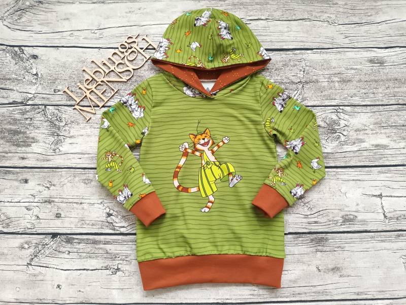 Letzter Größe 110 Kapuzenpullover Findus Mit Den Mucklas Und Die Hühner - Hoodie/Pullover Pettersson Grün von Stoffloewe