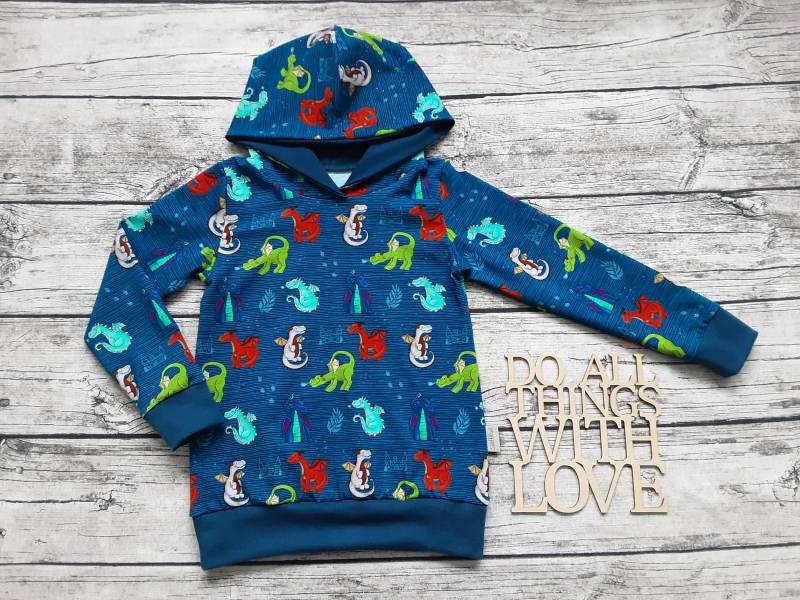 Kapuzenpullover Kleine Drachen - Hoodie Für Jungs Und Mädchen Dunkelblau/Bunt von Stoffloewe